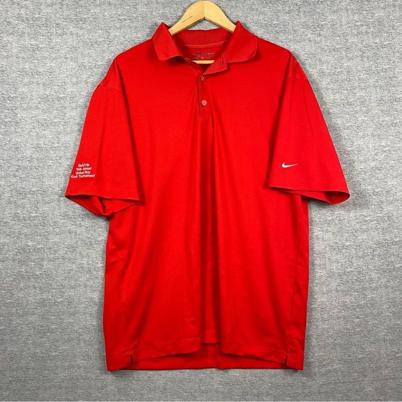 Nike Golf Polo Shirt Adult Large Red Short Sleeves Dri Fit Logo‎ Mens - Picture 1 of 12